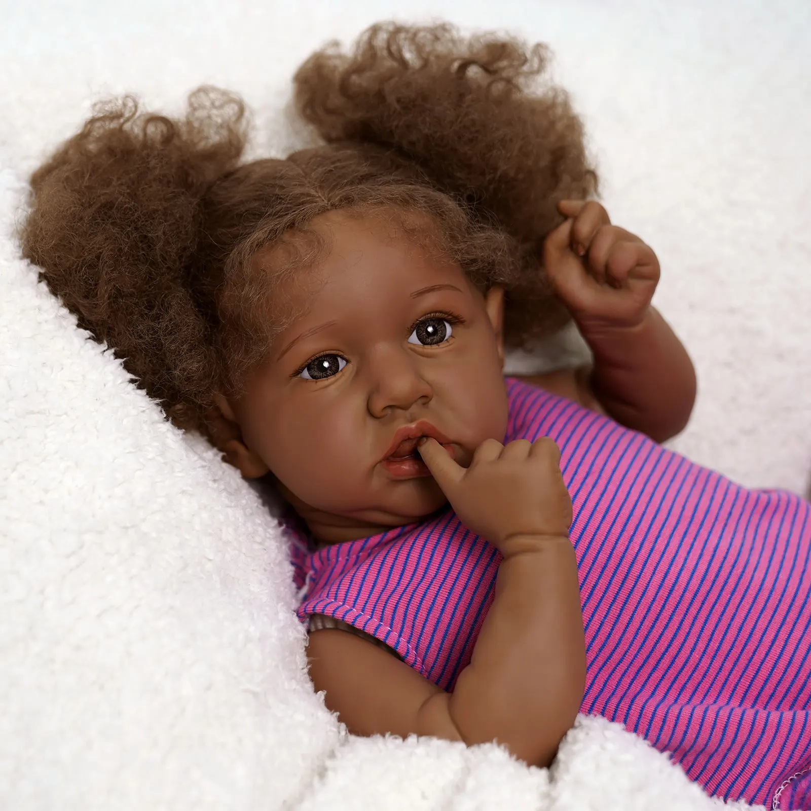 ADFO Black Bebe Reborn 20'' Inch 50cm Saskia Doll Skin Babies Toys Realistic Baby Alive Lifelike Newborn Dolls Real Doll Kids