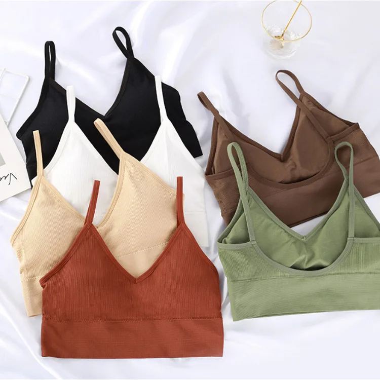 Women s tube top Quick Dry Padded back bra Sexy crop tops female streetwear Gym Brassiere Top Push Up Sports Bra tank 5