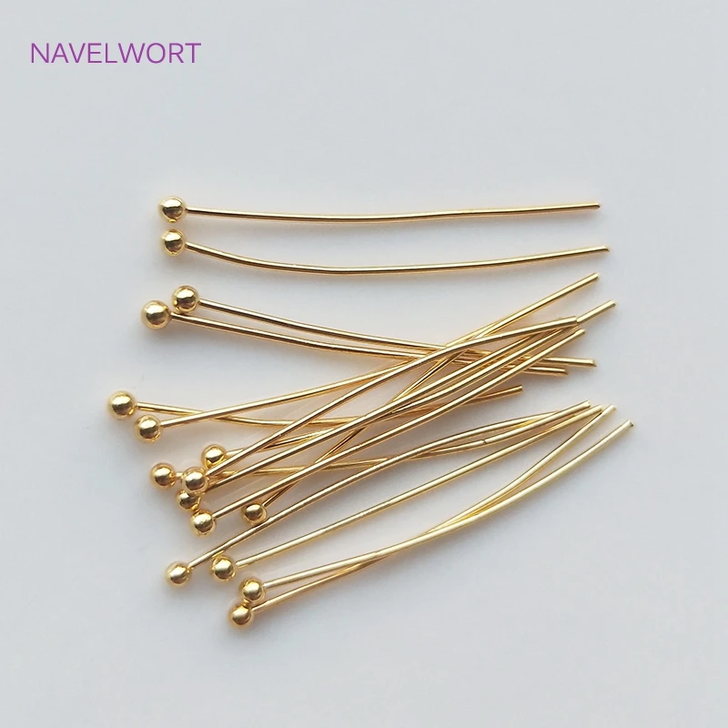 16-50mm Gold Plated Ball Head Pins Accessories new Jewelry Making Findings High Quality Brass Metal Head 2025 Pins Supplies Wholesale