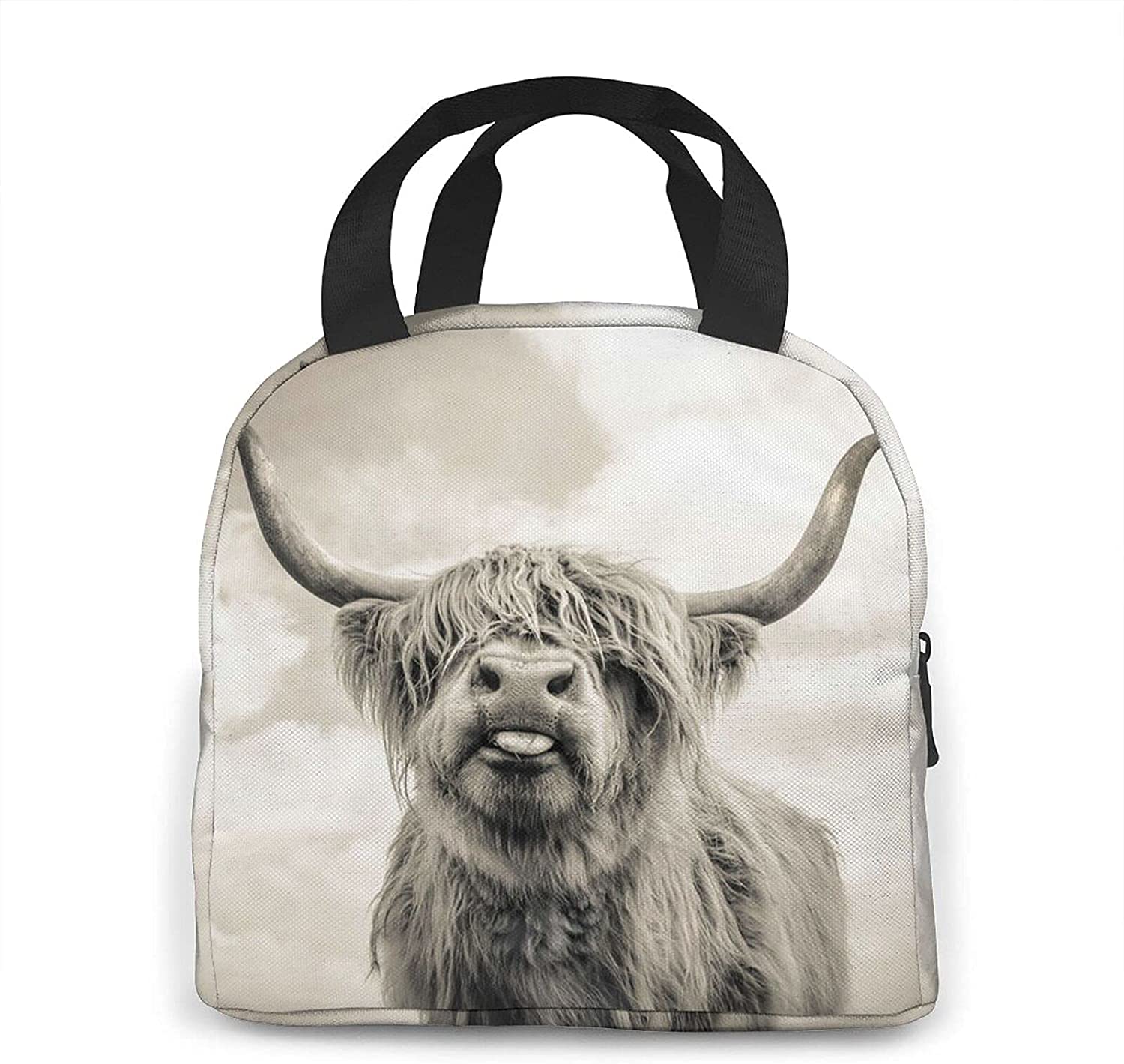 Funny Highland Cow Lunch Bags for Men Women Insulated Lunch Box Cooler Tote Bag for Work Travel Picnic, Multicolor