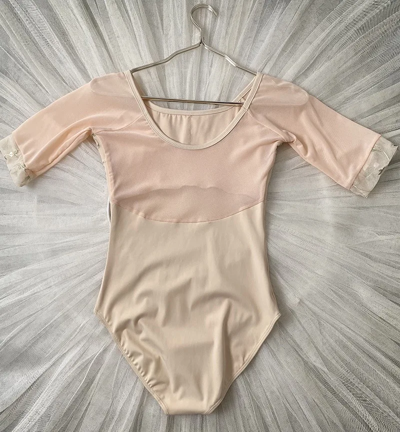 Middle Sleeve Ballet Leotard Adult 2024 New High Quality Practice Ballet Dancing Wear Women Dance Team Gymnastics Coverall