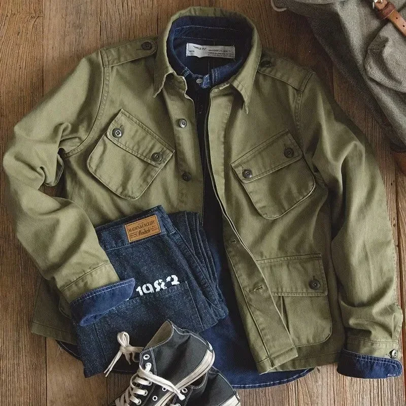 Spring Autumn new New Jungle Jacket Paratrooper Suit Men Overalls Casual Coat 2025 Top Army Solid color Male Clothes Outerwear