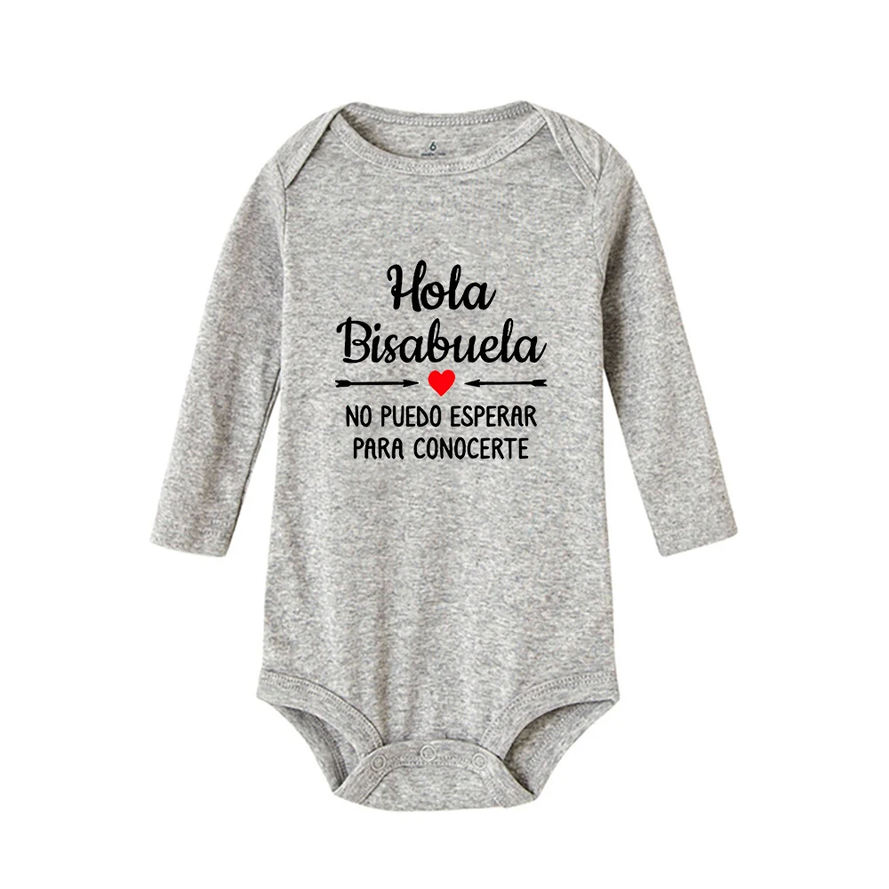 Hola Bisabuela 2025 Spanish new Baby Newborn Bodysuits Clothes Pregnancy Announcement To Great Grandma Boy Girl Children Casual Jumpsuits