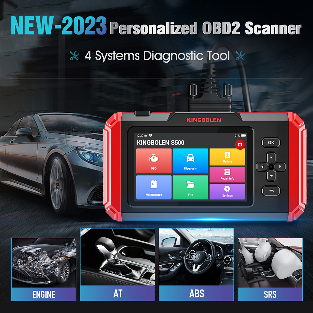KINGBOLEN S500 4 Systems Car Diagnostic Tool Lifetime Free Update 4 Resets Oil Brake SAS ETS OBD2 Scanner ABS SRS ECM TCM