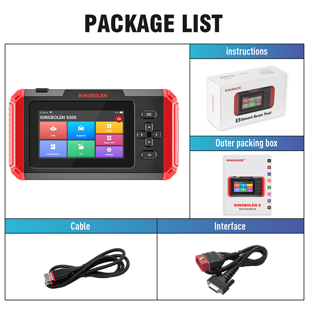 KINGBOLEN S500 4 Systems Car Diagnostic Tool Lifetime Free Update 4 Resets Oil Brake SAS ETS OBD2 Scanner ABS SRS ECM TCM