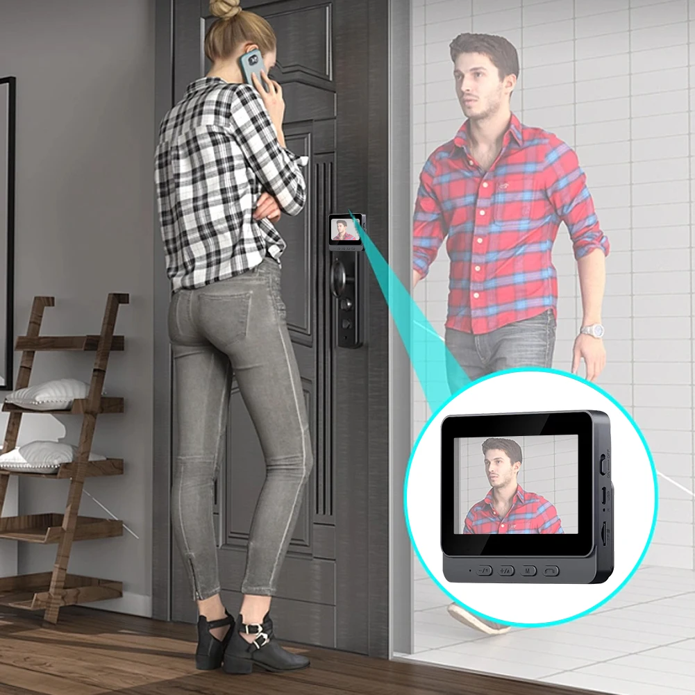 Door Eye Camera 2.4G WiFi Automatic Sensing Digital Door Viewer 4.3 Inch IPS Screen Smart Video Doorbell Camera Two-Way Intercom
