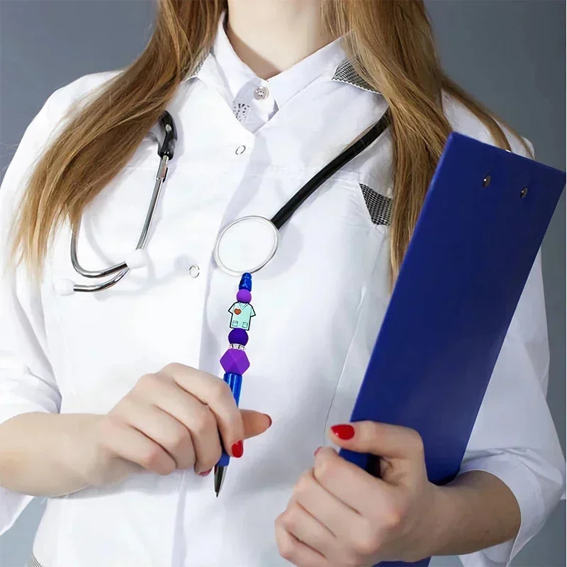 5/10pcs Stethoscope Rubber Focal Bead Bracelet Pacifier Chain Crochet Needles Pen Accessories Nurse Uniform Silicone Loose Beads