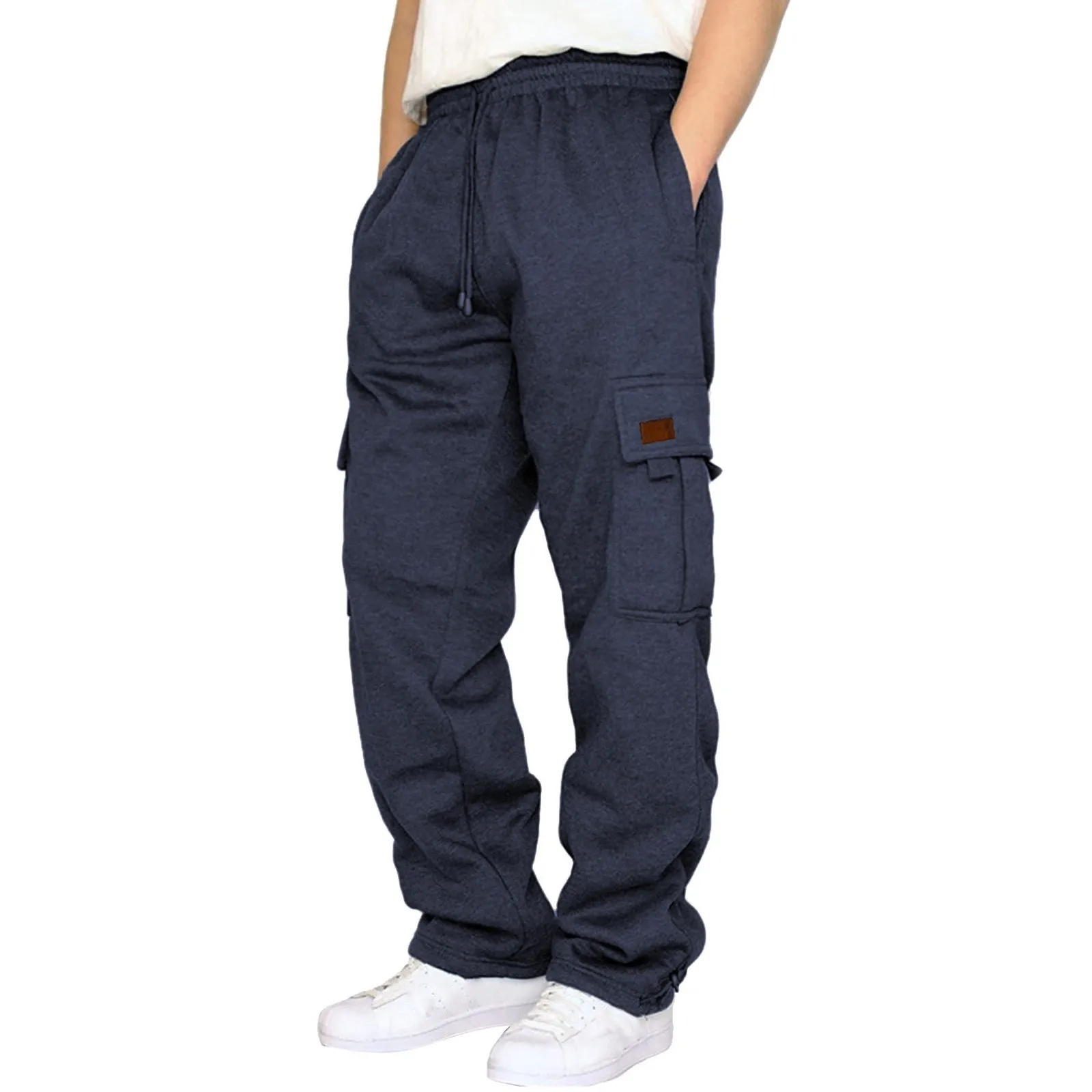 2023 Autumn Winter Men'S Jogger Pants Running Sportswear Pockets Loose Grey Sweatpants Casual Cargo Trousers For Men Fitness