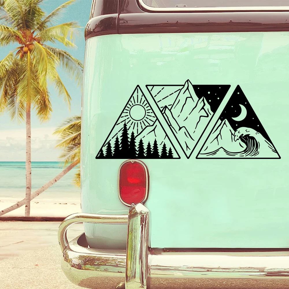 new Car Forest Mountains Water Wave Stickers 2025 for Camper Van Motorhome SUV Pickup Cargo Caravan Decor Decal Auto Tunning Accessories