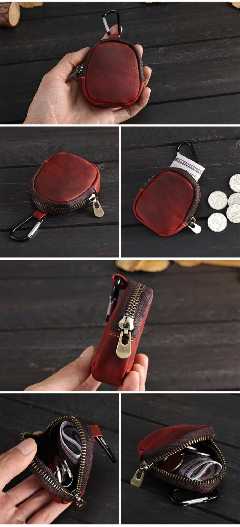 Genuine Leather Coin Purse Men's Backpack Hanging 2025 Bag Key Earphone Storage Bag Card Holder Wallets Money Pouch Outdoor new Waist Bag