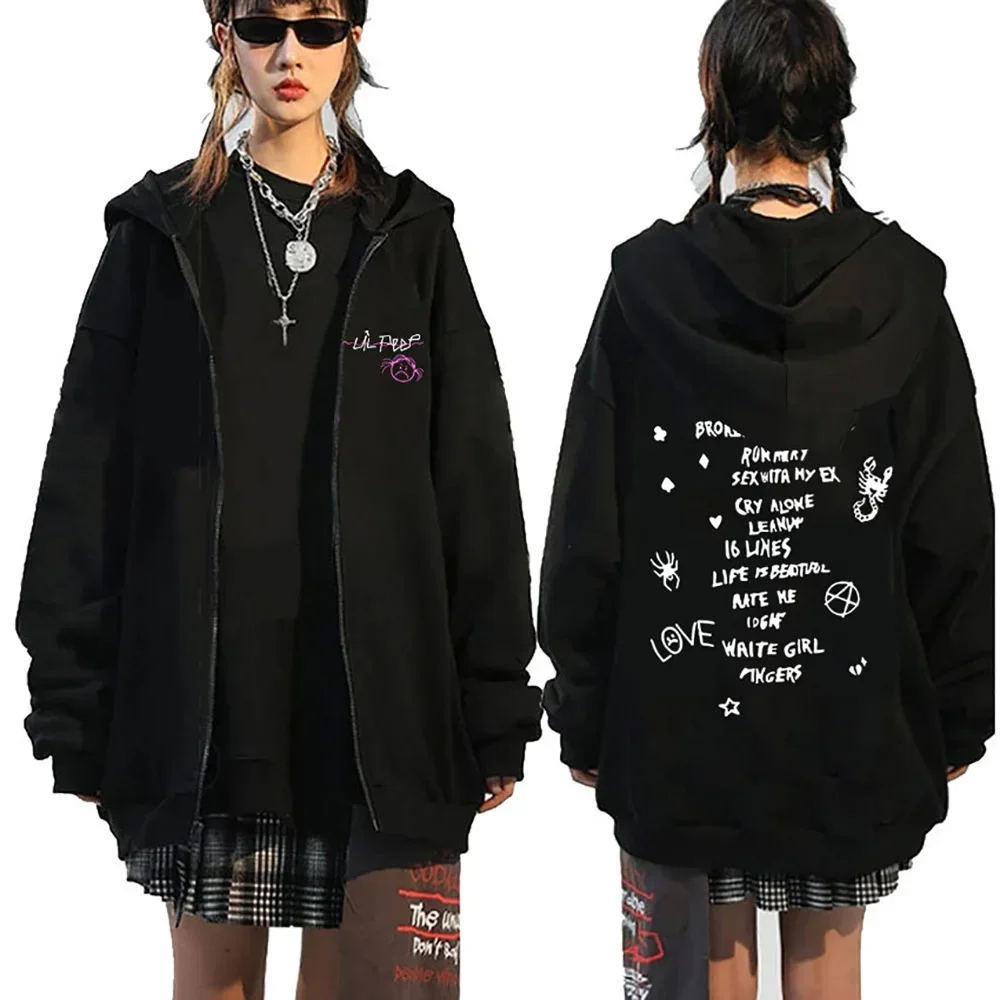 Rapper Lil Peep Hoodie Male Female Zipper Jackets Spring and Autumn Zip-up Jacket Thin Fleece Y2k Sweatshirts Streetwear Hoody
