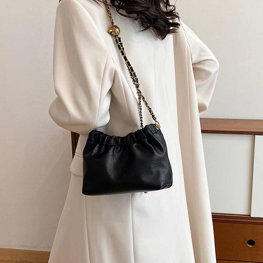 Women Chain Shoulder Bag PU Leather Crossbody Tote Bag Cloud Pleatd Hobo Bag Satchel Sling Bag Daily Dating Purse