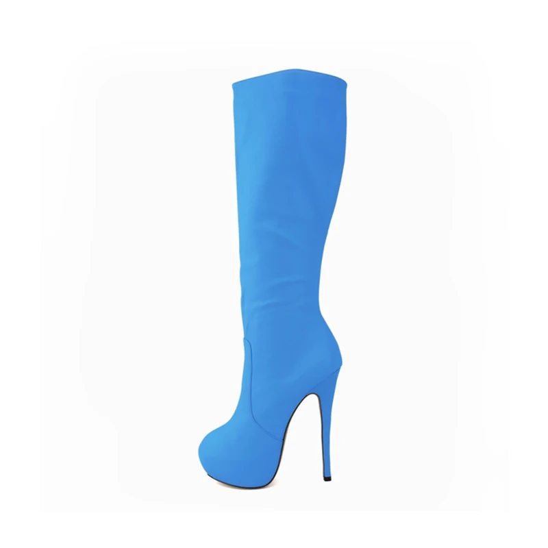 Women Boots Sexy 14cm Super High Matte Leather Round Toe High Heels Autumn Winter Over Knee Long Boots Red Women Shoes Plus Size