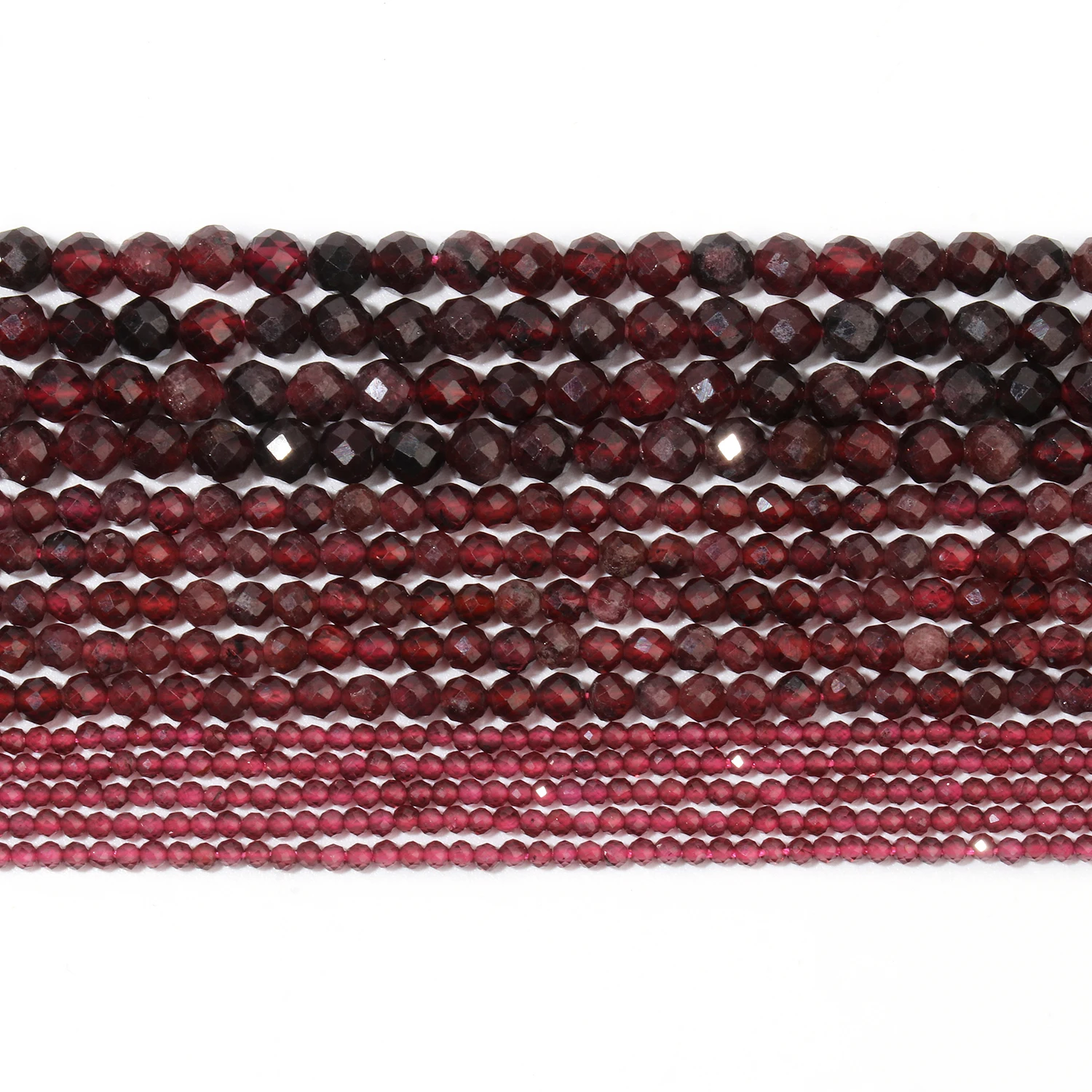 2/3/4mm Faceted Natural Gem Stone Garnet Bead Red Round Tiny Beads For Jewelry Making DIY Necklace Bracelet Accessories 15''