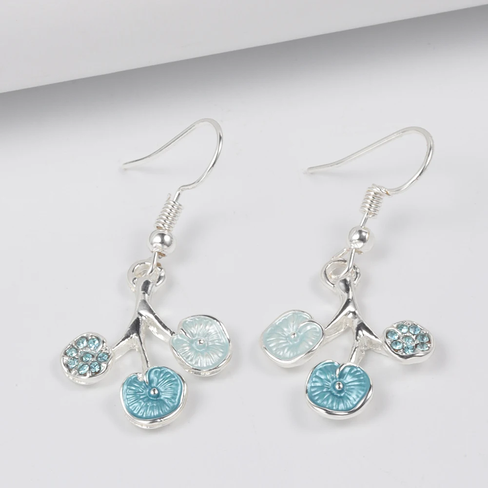 Cring Coco Flower Drop Earrings and Necklaces Set Brazilian Necklace Sier Plated Wedding Bridal Enamel Jewelry Sets for Women 5