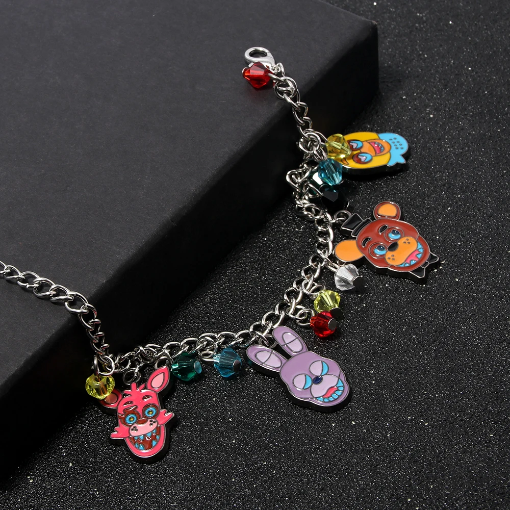 Anime Game FNAF Figures Freddy Charms Bracelet Foxy Bonnie Figure Pendant Bangles Bracelets For Women Men Jewelry Collection