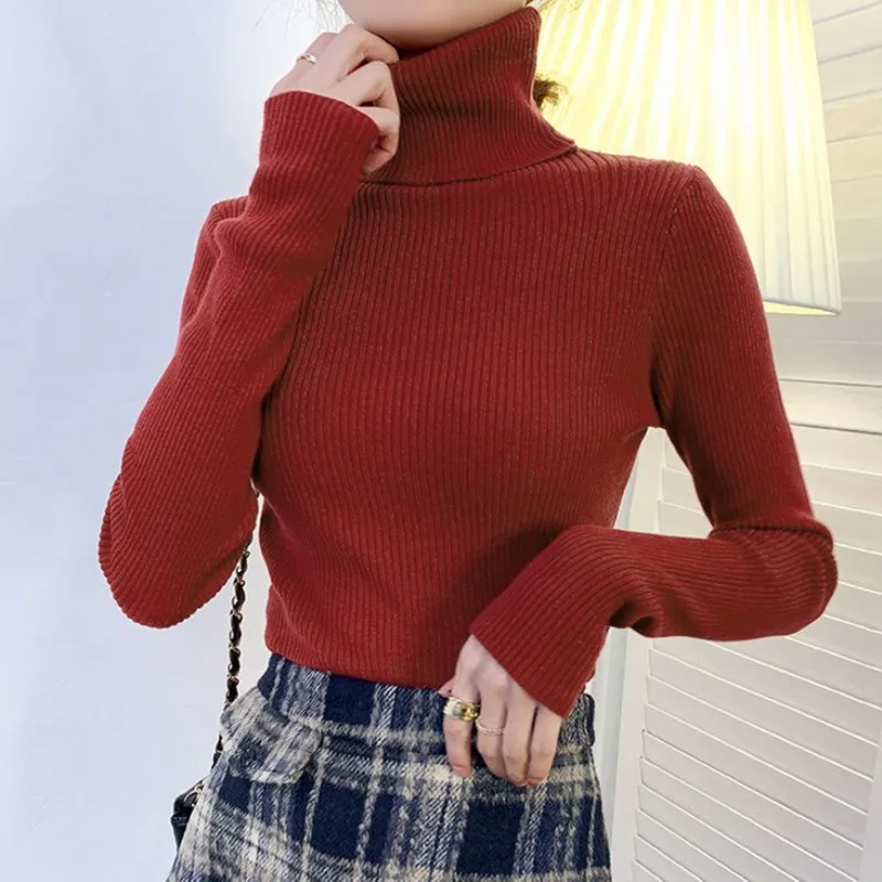 Women Fall Turtleneck Sweater Knitted Soft Pullovers Cashmere Jumpers Basic Sweaters For Autumn Winter 5