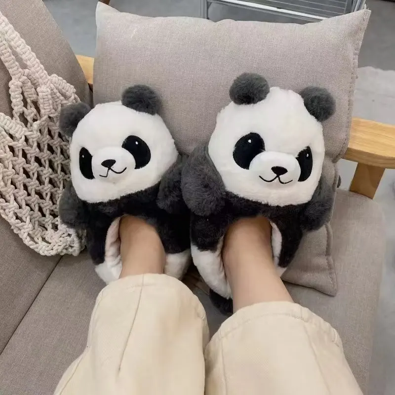 Kawaii Panda Slippers Lovers Womens Man Bedroom At Home Warm Winter Lovelys Bear Shoes For Girls Boys