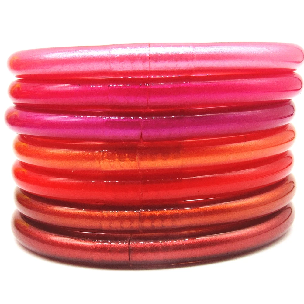 7pcs/Set Tibetan Buddha Girl Bangle Thailand Monk Mantra Buddhist Bracelet Mix Colors Jelly Bangle Friendship Bracelet For Women