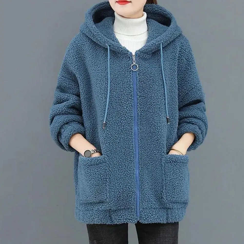 Trendy Lady Winter Coat Solid Color Drawstring Fleece 2025 Wear-resistant Women Jacket new Women Jacket Winter Coat