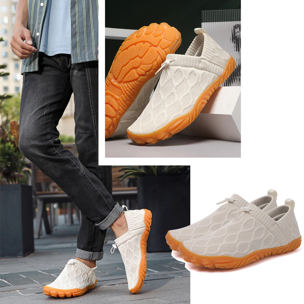Mens Barefoot Shoes Anti Slip Slip-On Shoes Wear-resistant Breathable Walking Shoes Lightweight for Outdoor Travel