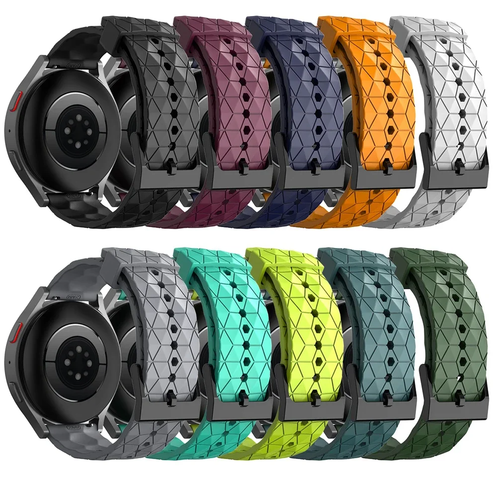 Sports Silicone Watch Straps For Samsung Galaxy Watch 6 5 Pro 44mm 40mm 4 6 Classic 43mm 47mm Football Pattern 20mm 22mm Band