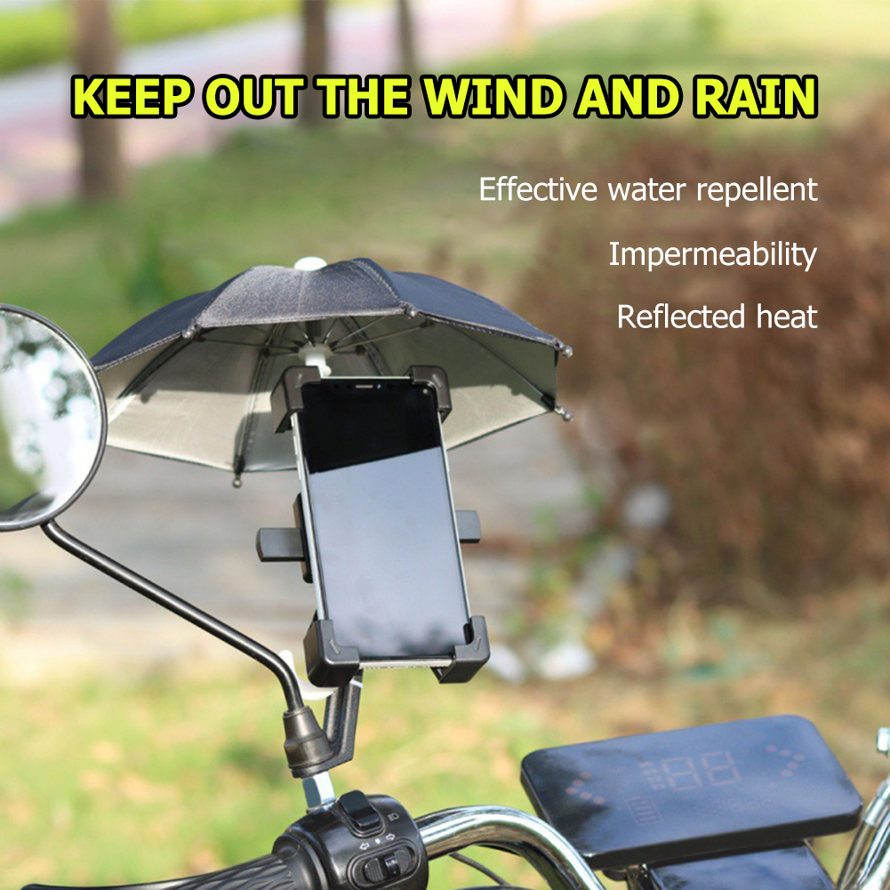 Motorcycle Bicycle Riding Mobile Phone Holder Sun Shade Color Mini Umbrella Portable Waterproof Locomotive Bracket Umbrella