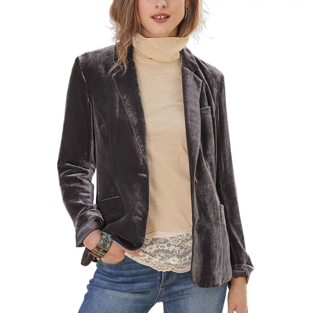 Vintage Blazer Women Office Lady 2025 Blazers Coats Solid Color Long Sleeve Veet new Warm Loose Autumn Suit Jackets for women chaquetas