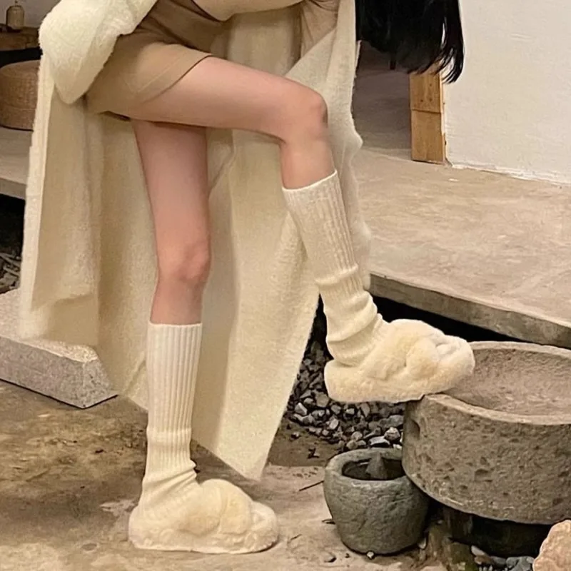 cm Haruku Y K Knitted Socks Spicy Subculture Leg Warmers College Style Autumn Winter Sets Pile Up Stockings Mid Tube 5