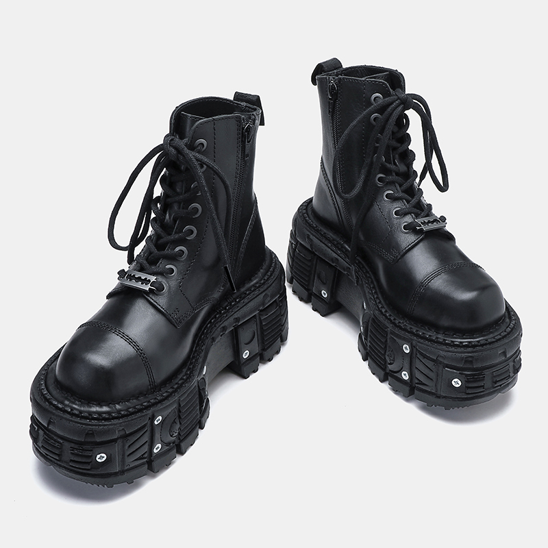 Chunky Platform Punk Style Sneakers Women Casual Metal Decoration Flat Shoes Gothic Dark Thick Bottom Lace Up Tennis Sneakers
