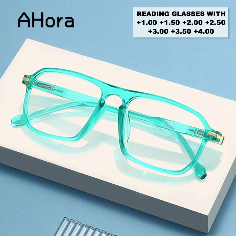 Ahora Double Beam Transparent Reading Presbyopia Glasses Men Women Personality Punk Far Sighted Eyeglasses With Diopters +1.0~+4