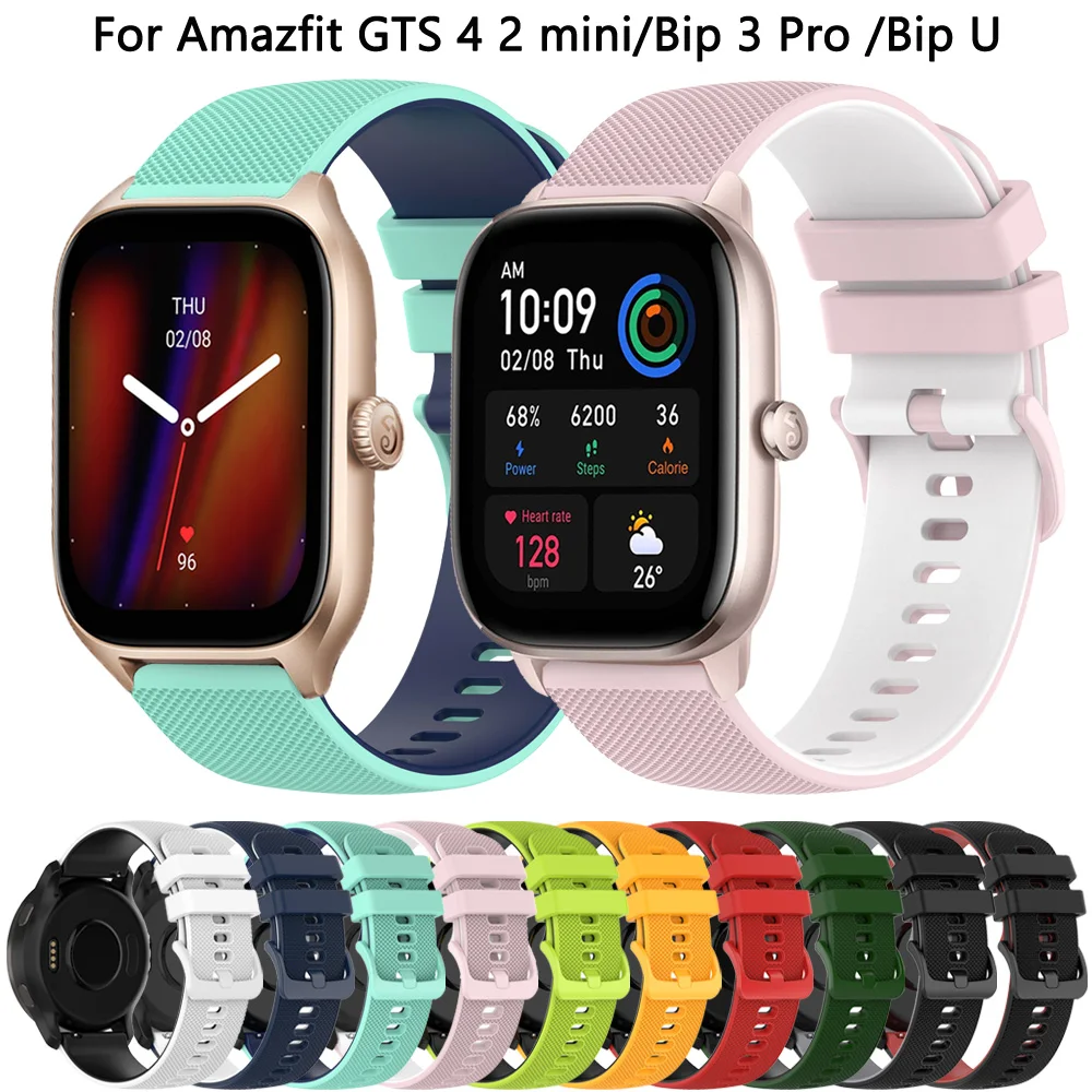 20mm Wristband For Huami Amazfit GTS 4 2 Mini Bip U 3 Pro GTR 42mm Band Silicone Strap for Amazfit GTS4 GTS2 mini Watch Bracelet