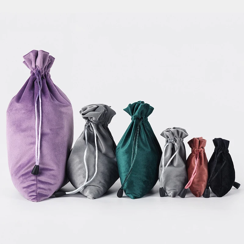 1Pcs Drawstring Velvet Pouches Jewelry Packaging Display Bag Soft Eyewear Case Wedding New Year Gift Bag Xmas Present Pocket New