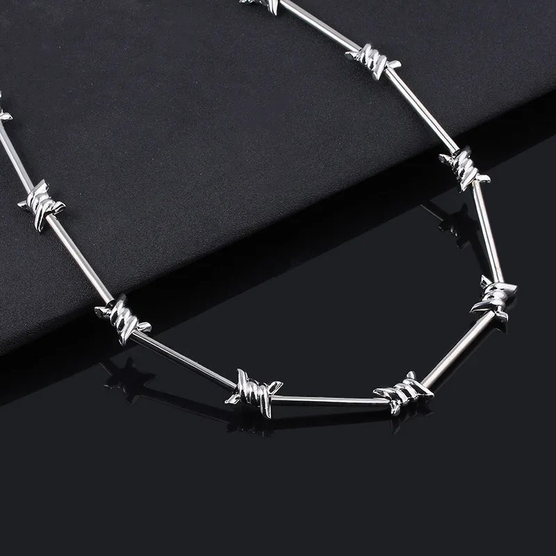Bamboo Chain Long Necklace Barbed Wire Brambles Choker Necklace Rock Punk Style Pants Chain Harajuku Streetwear Hip Hop Jewelry
