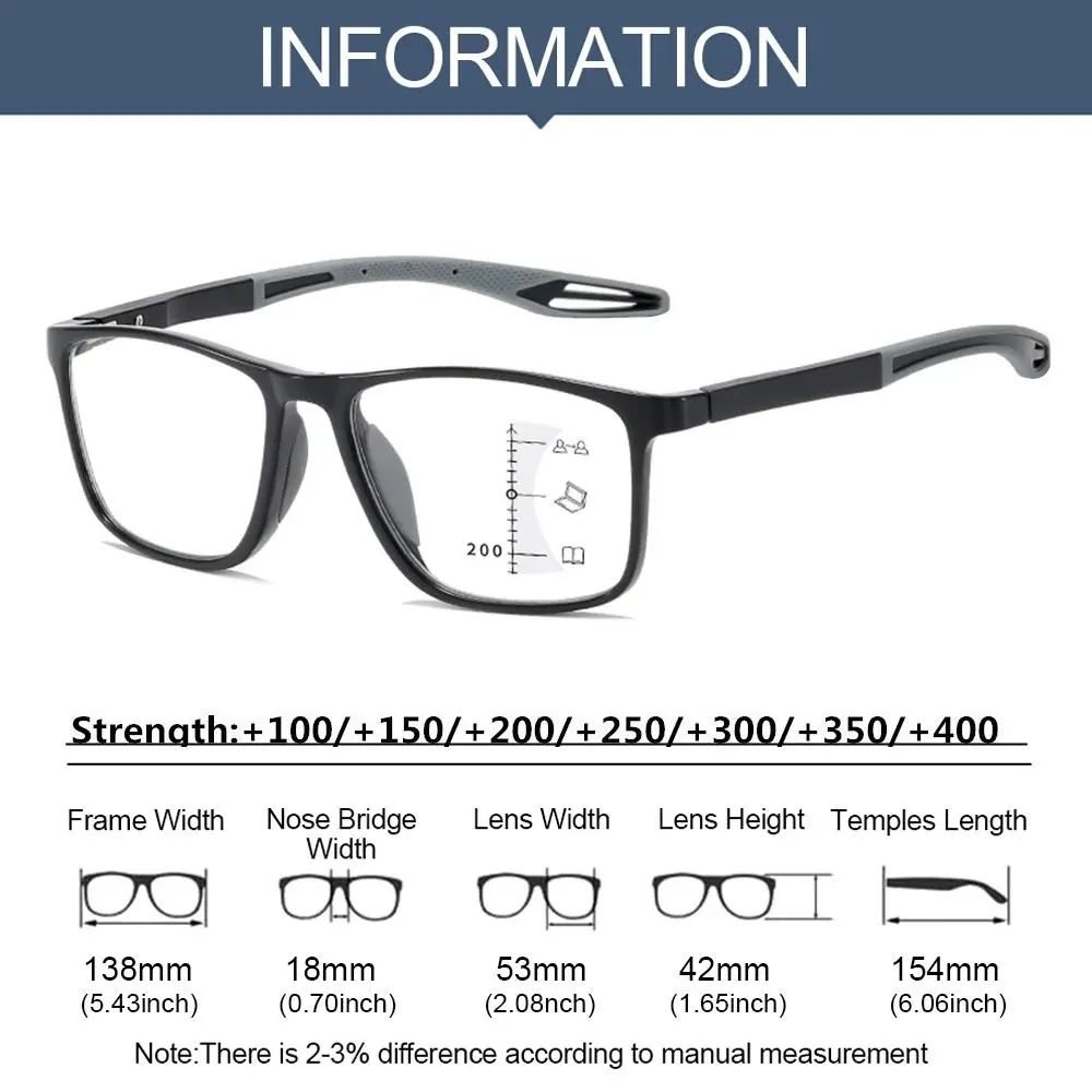 TR90 Sports Progressive Multifocal Reading Glasses Women Men HD Anti-blue Light Near And Far Presbyopic Eyewear