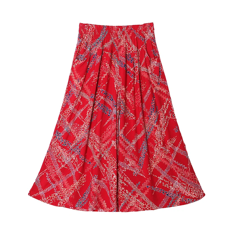 Middle Aged Women's High Waisted Trousers Summer 2023 New Loose Casual 2025 Elastic Waist Wide Leg new Pants Women Vintage Clothes