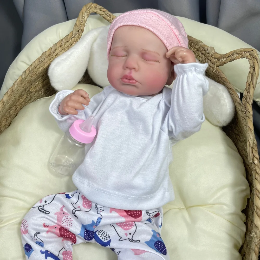 50CM Finished Reborn Baby Dolls LouLou Twins Girl Lifelike Silicone Vinyl Newborn 3D Skin DIY Toy Christmas Gift For Kids