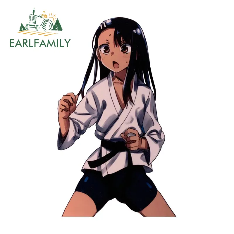 EARLFAMILY 2025 Nagatoro Hayase Cosplay Car Sticker Miss Nagatoro Sexy Uniform new Decal Rear Windshield Trunk Motorcycle Helmet Stickers