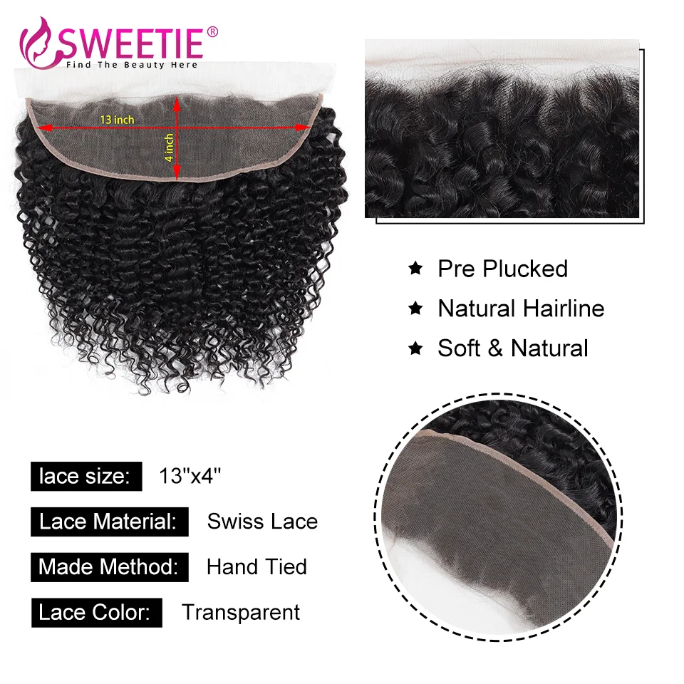 13x4 new Kinky Curly Frontal Swiss 18 20 22inch Frontal Natural Color Remy Hair Extensions Brazilian Transparent 2025 Lace Hair Closure