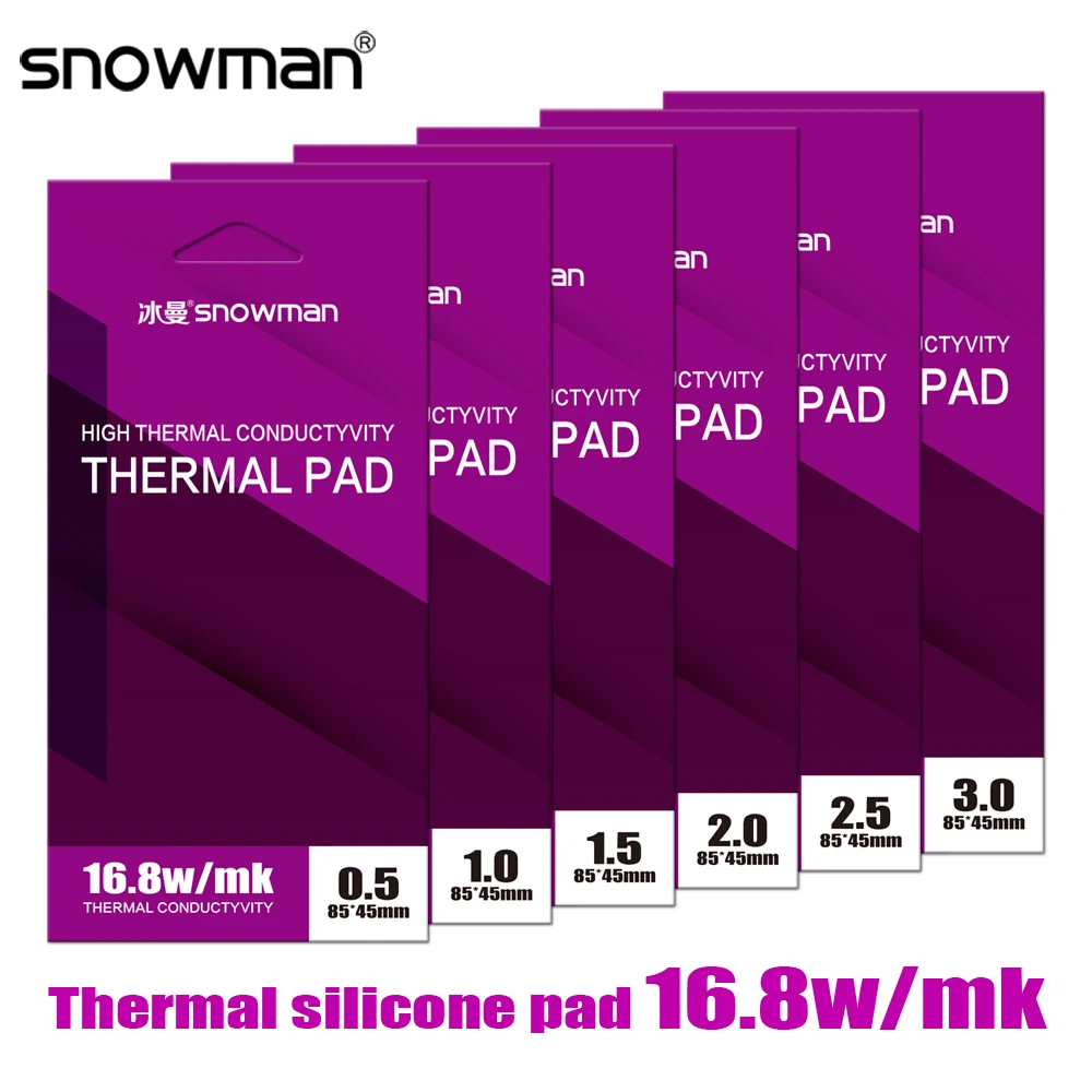 SNOWMAN Thermal Pad 16.8W/mk CPU GPU Graphics Card Water Cooling Motherboard M.2 SSD RAM Non-Conductive Silicone Mat Multi-Size