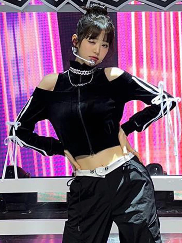 AltGoth Streetwear Sweet Veet Crop Jackets Women Mall Gothic Aesthetic new Y2k Lace-up Bow Cut Out 2025 Shoulder Cardigan 2023 Autumn