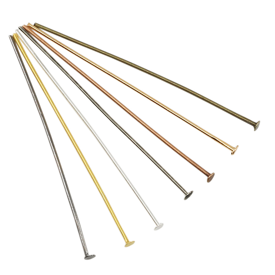 100-200pcs/Bag 15mm-70 mm Metal Headpins Flat Head Pin Supplies For Jewelry Making Findings Accessories Wholesale