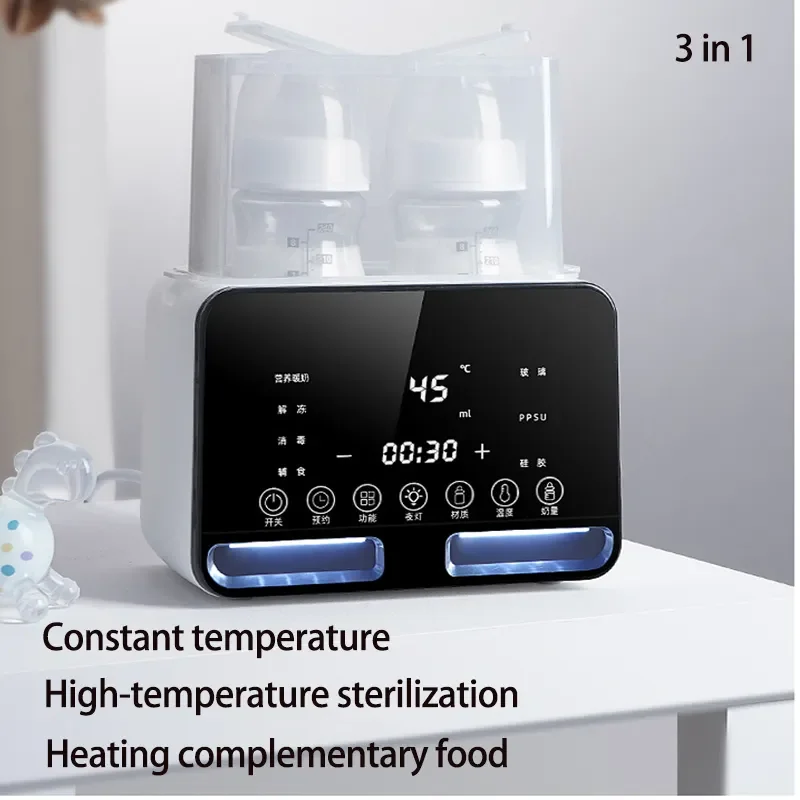 Baby Bottle Warmer & Bottle Sterilizer Steriliser Double Bottle Warmer for Breast Milk Newborn Baby Feeding Bottle Warmer