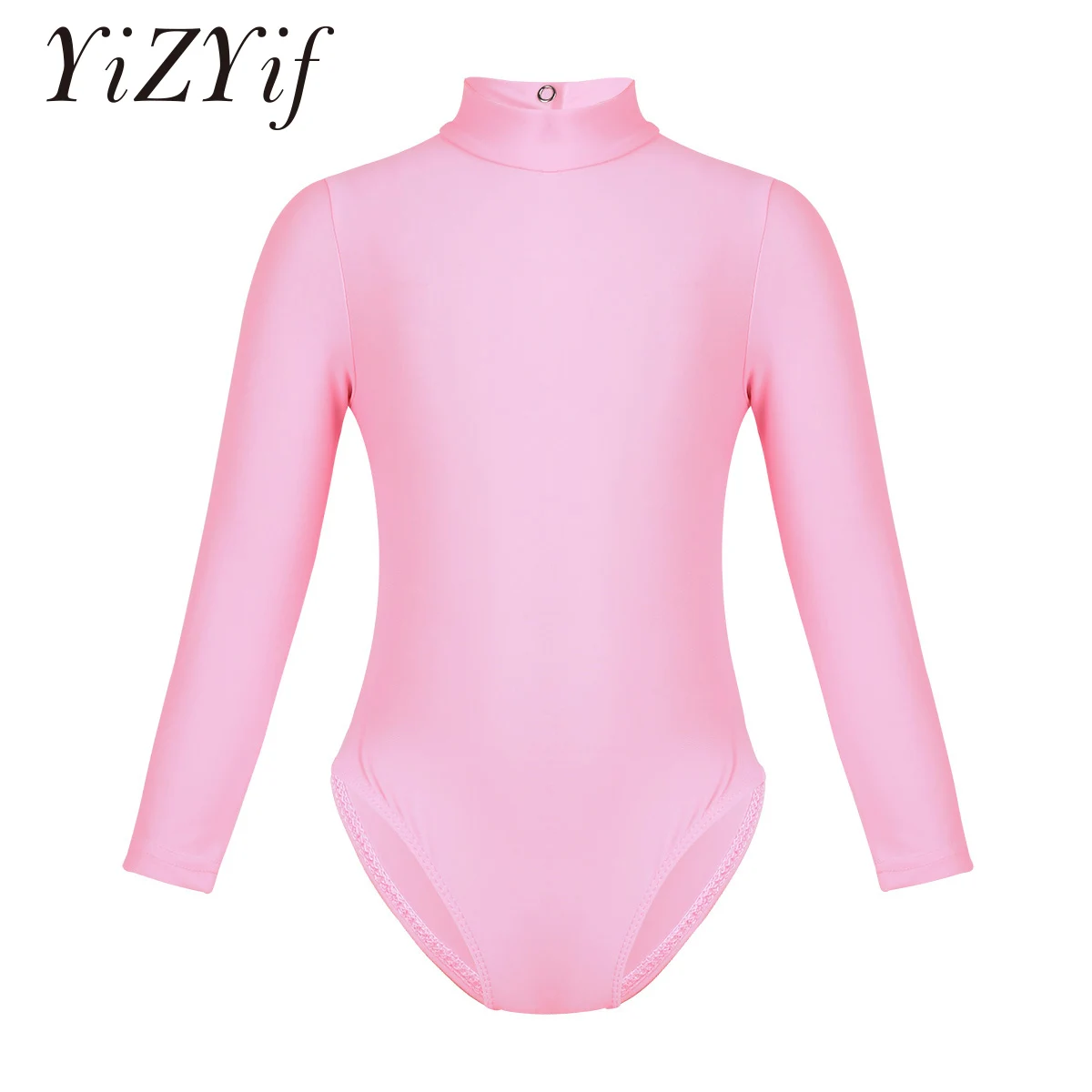 Girls Long Sleeve Gymnastics Leotard Bodysuit Mock Neck Ballet Leotard Kids Practice Stage Dance Costume