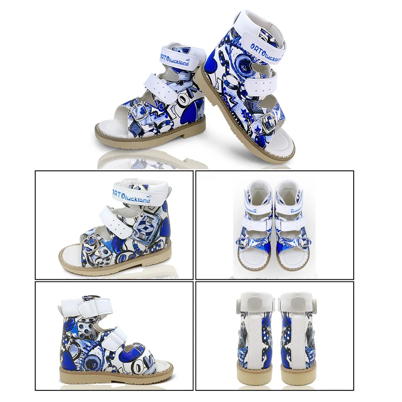 Ortoluckland Kid new Girls Sandals Orthopedic Leather 2025 Shoe For Children Summer Buckle Strap Arch Support Flatfeet Footwear 3 4 5Year
