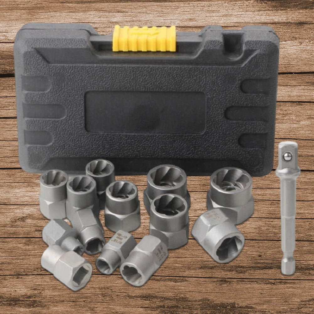 14Pcs/Set Broken Nut Bolt Extractor Socket Head To Take Hexagonal Screw Tool Screws Remover Threading Tool Kit Black Nuts Set