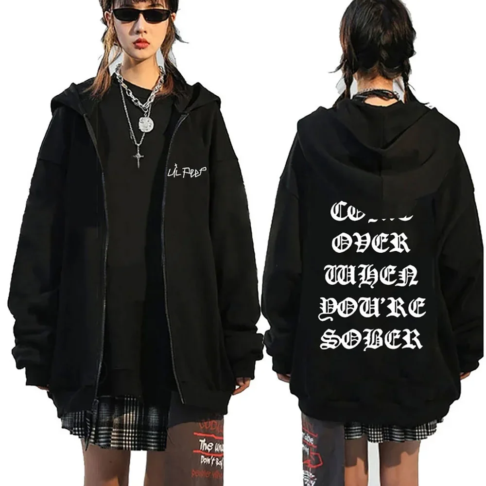 Rapper Lil Peep Hoodie Male Female Zipper Jackets Spring and Autumn Zip-up Jacket Thin Fleece Y2k Sweatshirts Streetwear Hoody