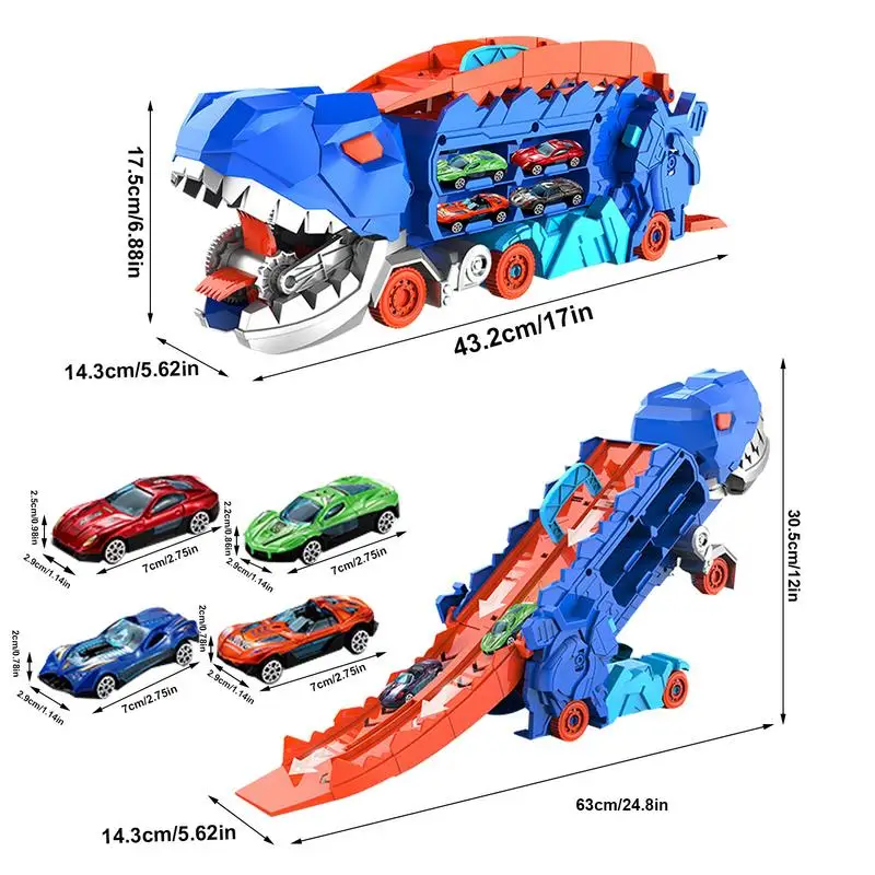 Transporter Car Truck Dinosaur Folding Track Racing Vehicle Kids Competitive Games Storage Alloy Car Boy Toy Children Novel Gift smile
