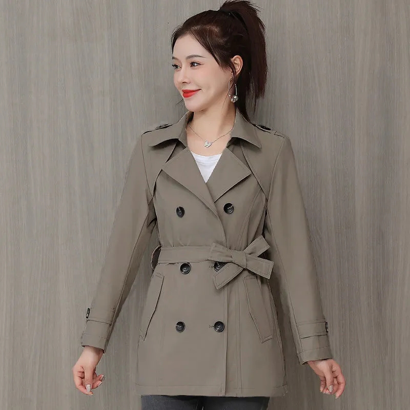 Spring Autumn Trench Coat Women Double Breasted Slim Casual Outwear Female Windbreaker Lining With Belt Long-Sleeved Top Clothes