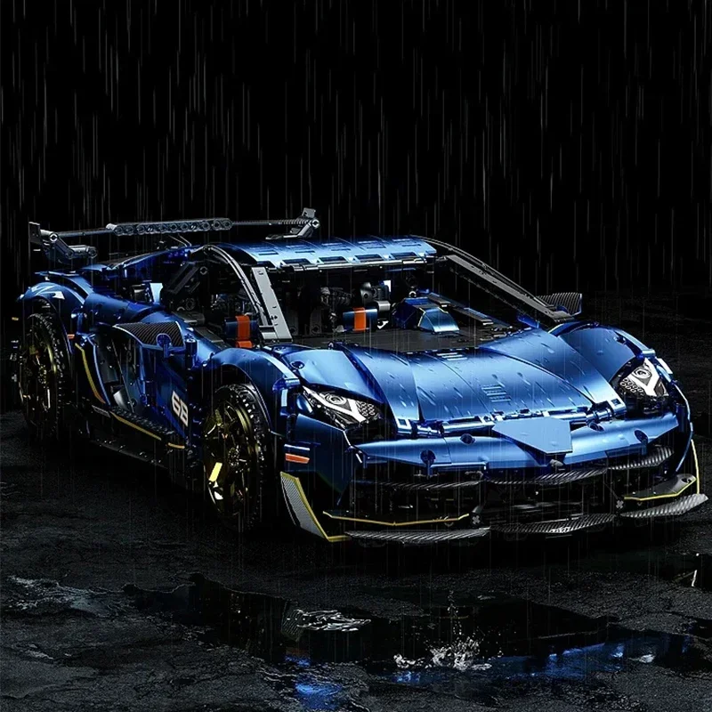Technical MOC 10520 Super Blue Speed Sports SVJ Car Model 3811PCS Building Blocks Brick Toys for Children Adult Birthday Gift